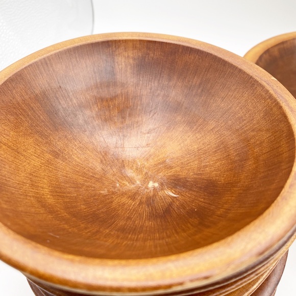 Wooden Salad Bowls Cute Set of Seven 11” Serving Bowl & Six 7” Small Bowl - Picture 6 of 15
